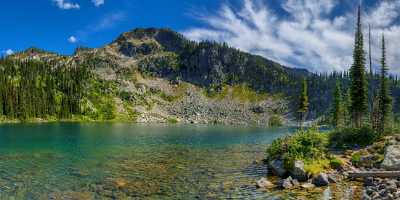 Miller Lake Revelstoke British Columbia Canada Panoramic Landscape Modern Art Print City Spring - 016928 - 19-08-2015 - 26965x7740 Pixel Miller Lake Revelstoke British Columbia Canada Panoramic Landscape Modern Art Print City Spring Rain Grass Fine Art Nature Photography Sky Stock Image Rock...