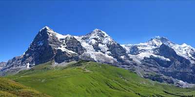 Kleine Scheidegg Wetterhorn Eiger Moench Jungfrau Outlook Country Road Stock River Panoramic - 001793 - 15-07-2007 - 10942x3877 Pixel Kleine Scheidegg Wetterhorn Eiger Moench Jungfrau Outlook Country Road Stock River Panoramic Fine Art Fine Art Printer Rain Island Fine Art Print Landscape...