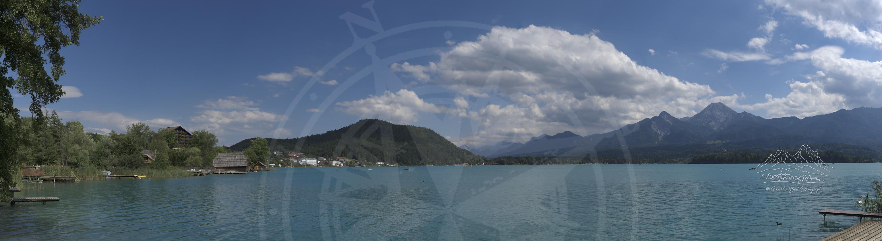 Panoramic Summer View of Drobollacher Seepromenade at Faaker See, Austria