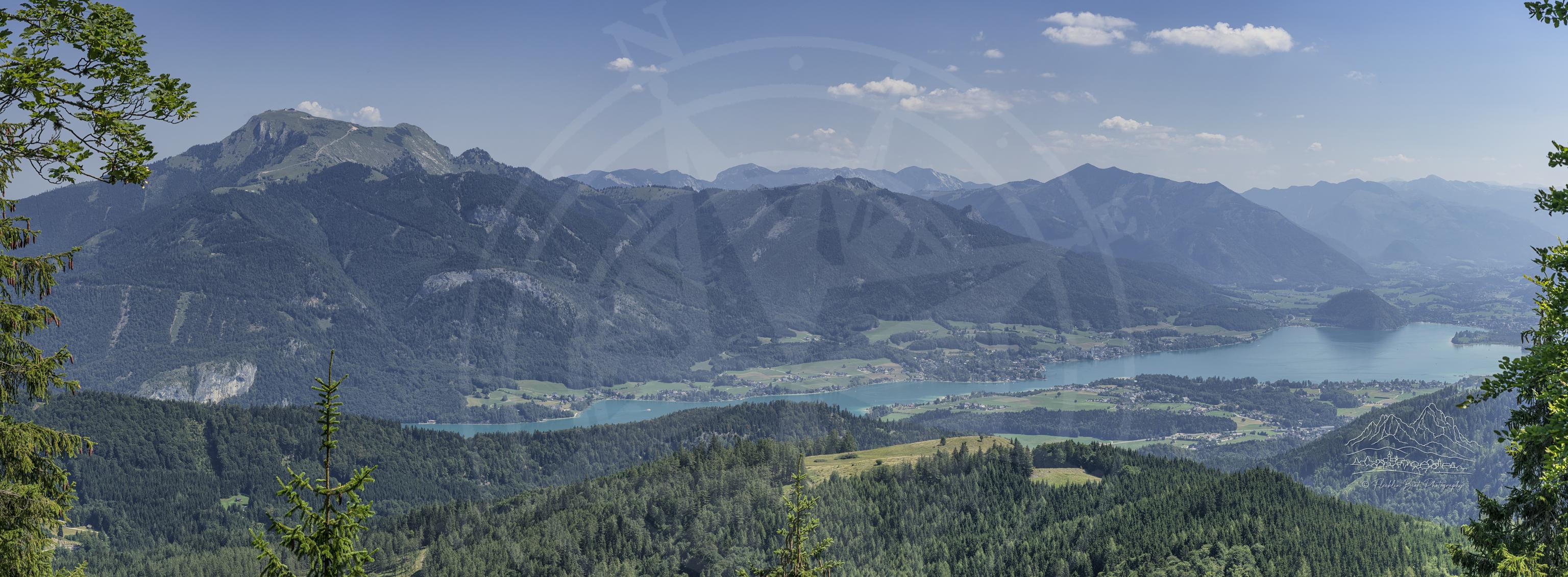 Summer Panorama from Zwölferhorn Mountainbike Route in Sankt Gilgen, Austria