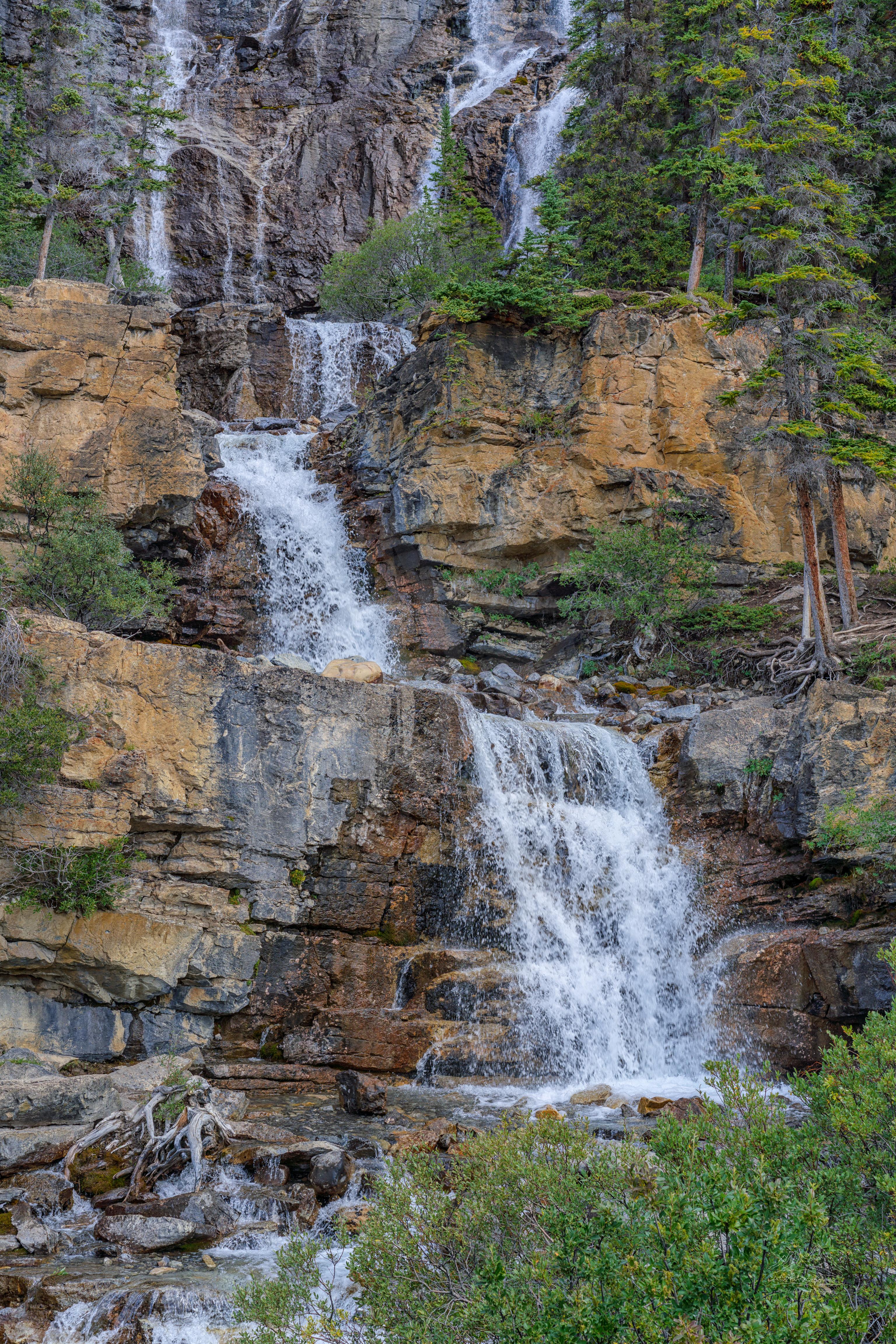 Panoramic Summer Waterfall Landscape near Jasper Park Information Centre, Alberta