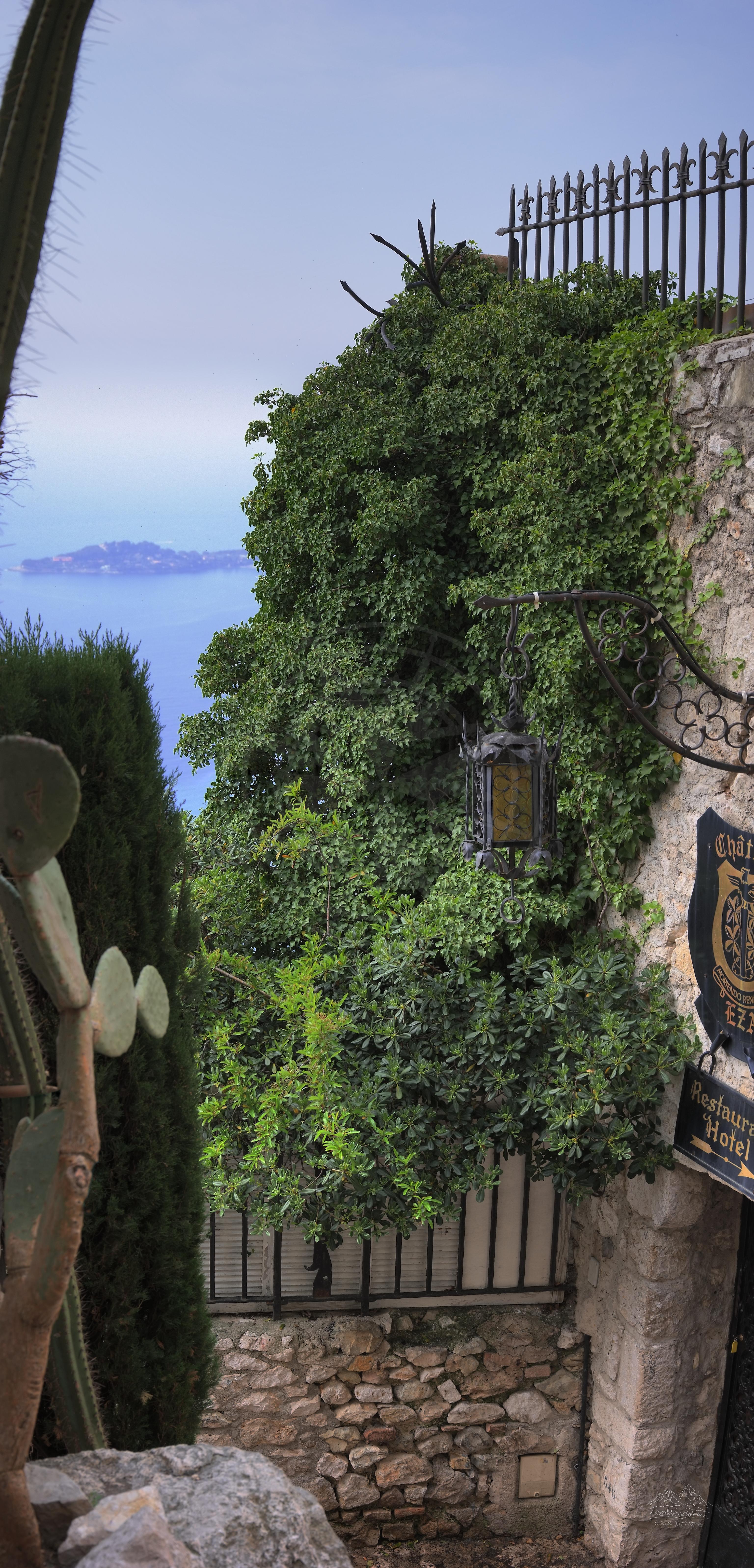 Panoramic spring view of Èze village historic old town on Côte d'Azur