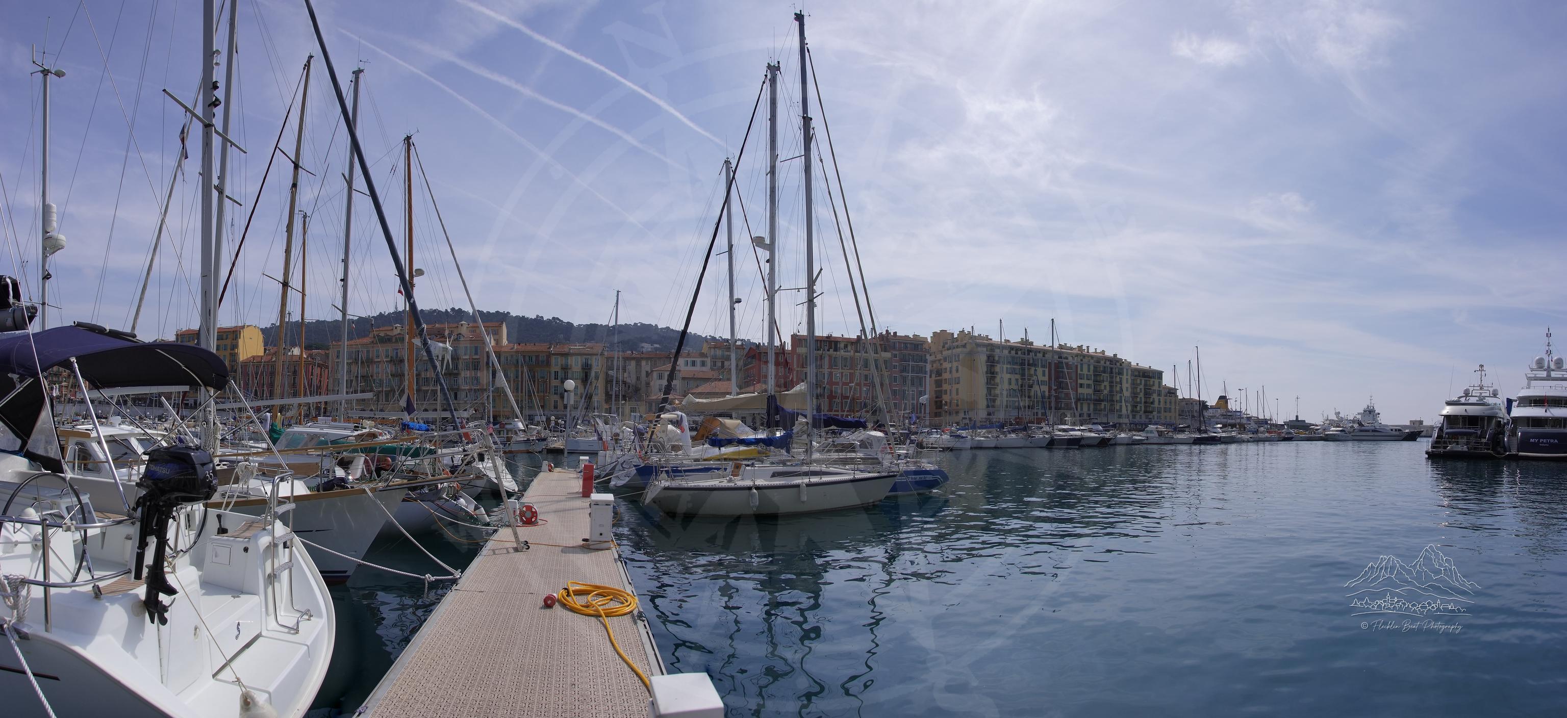 Panorama of Bassin Lympia Port in Nice in Spring