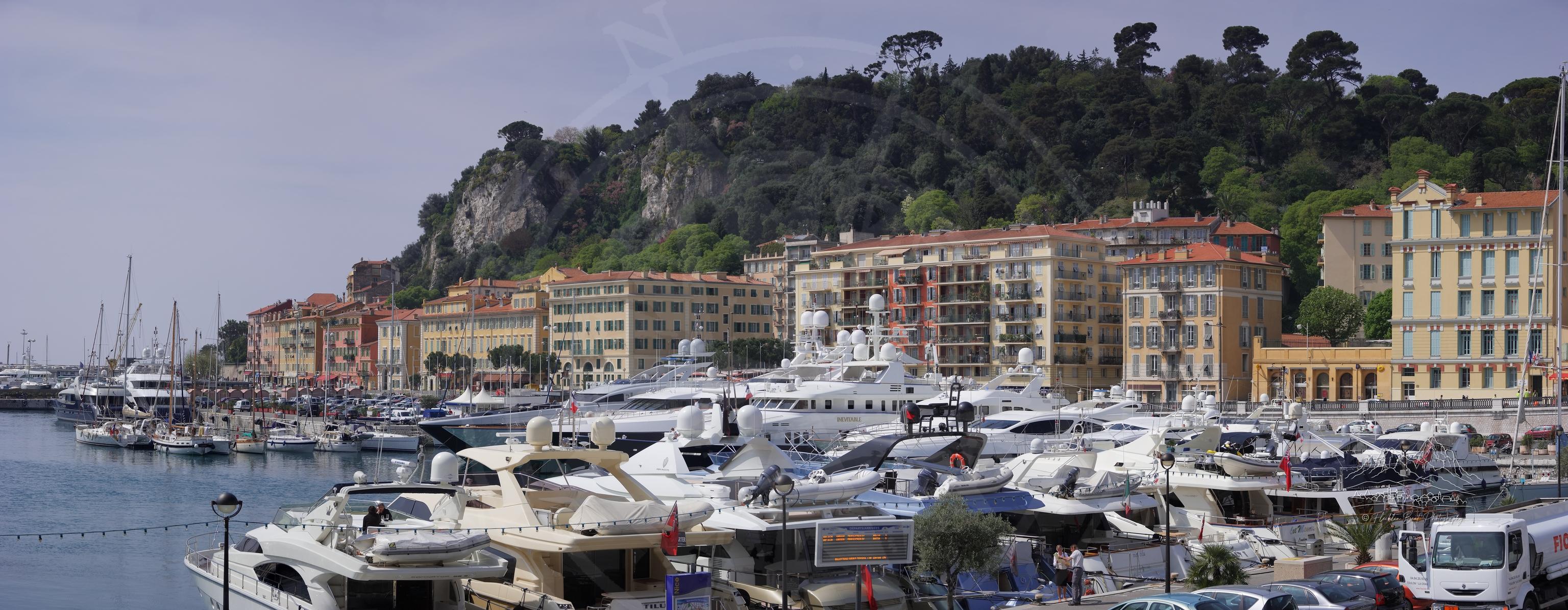 Panoramic Spring View of Le Port Harbor in Nice, Côte d'Azur