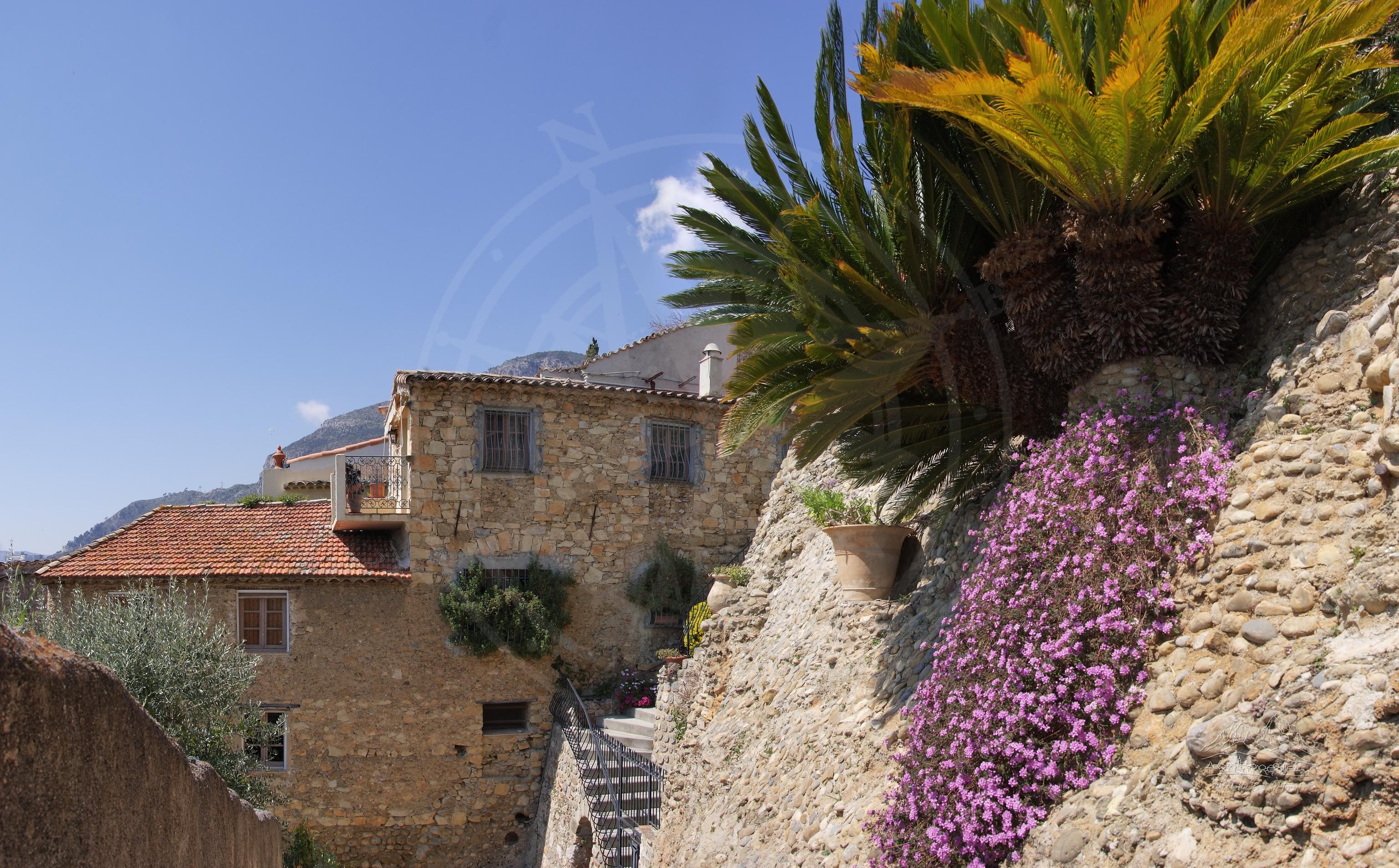 Panorama of Roquebrune-Cap-Martin Old Town in Spring