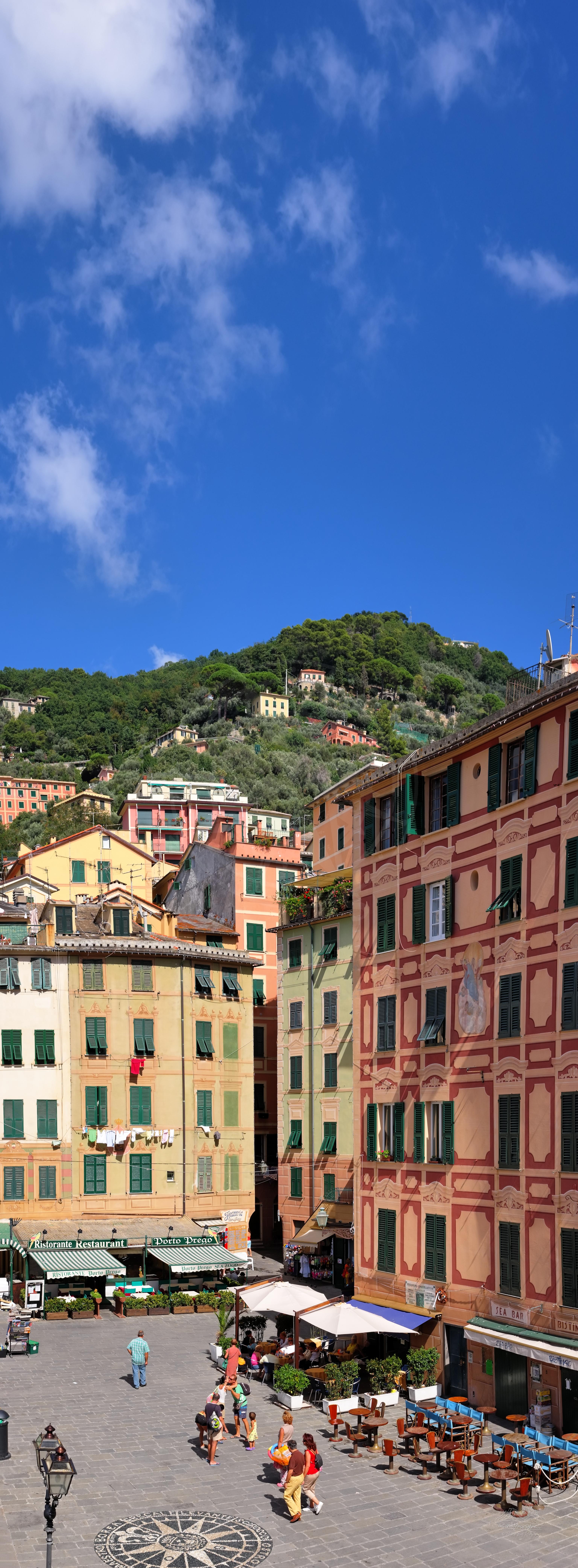 Summer Panorama of Camogli Port with Boats and Houses