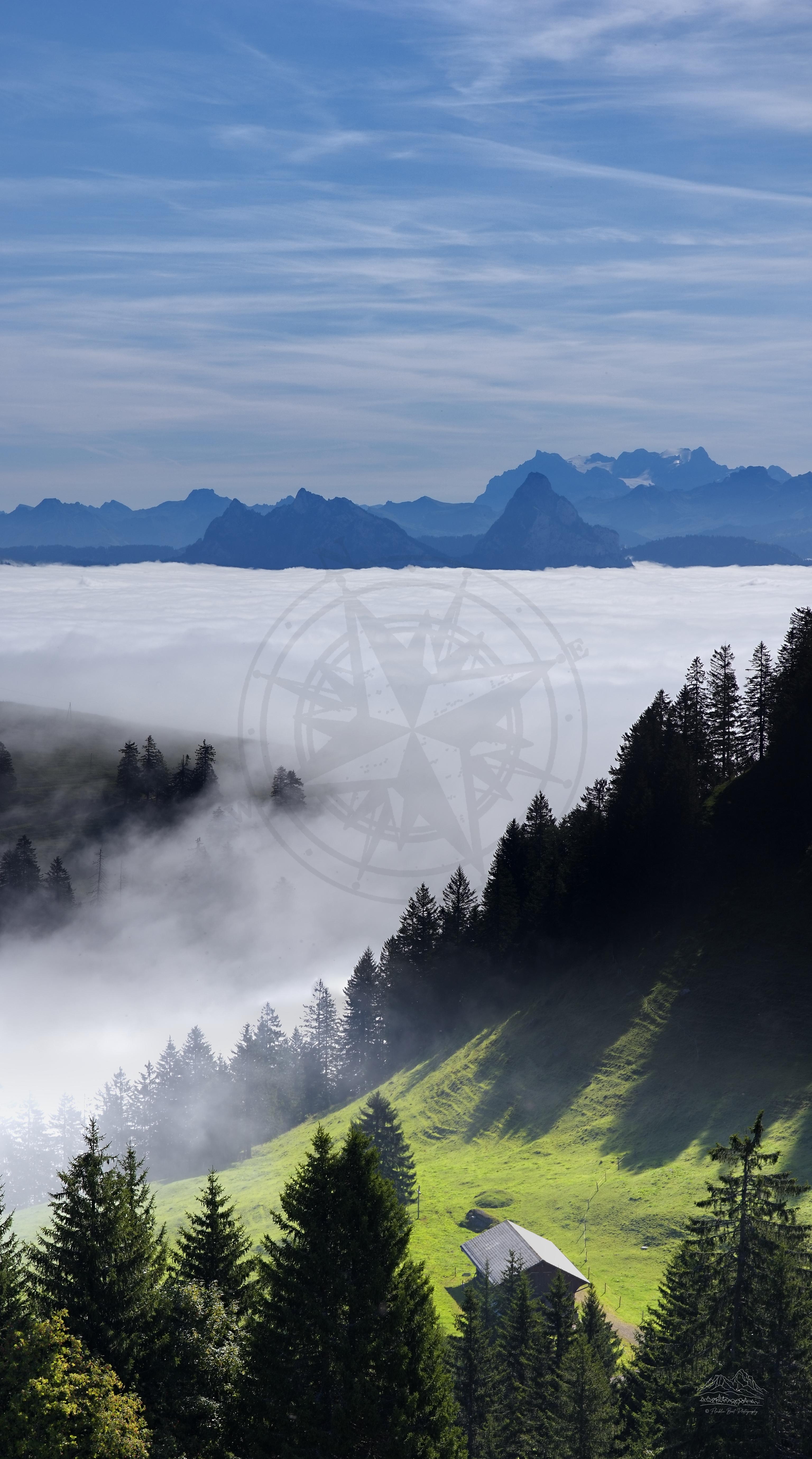 Sommer Panorama am Rigi First bei Arth, Schweiz