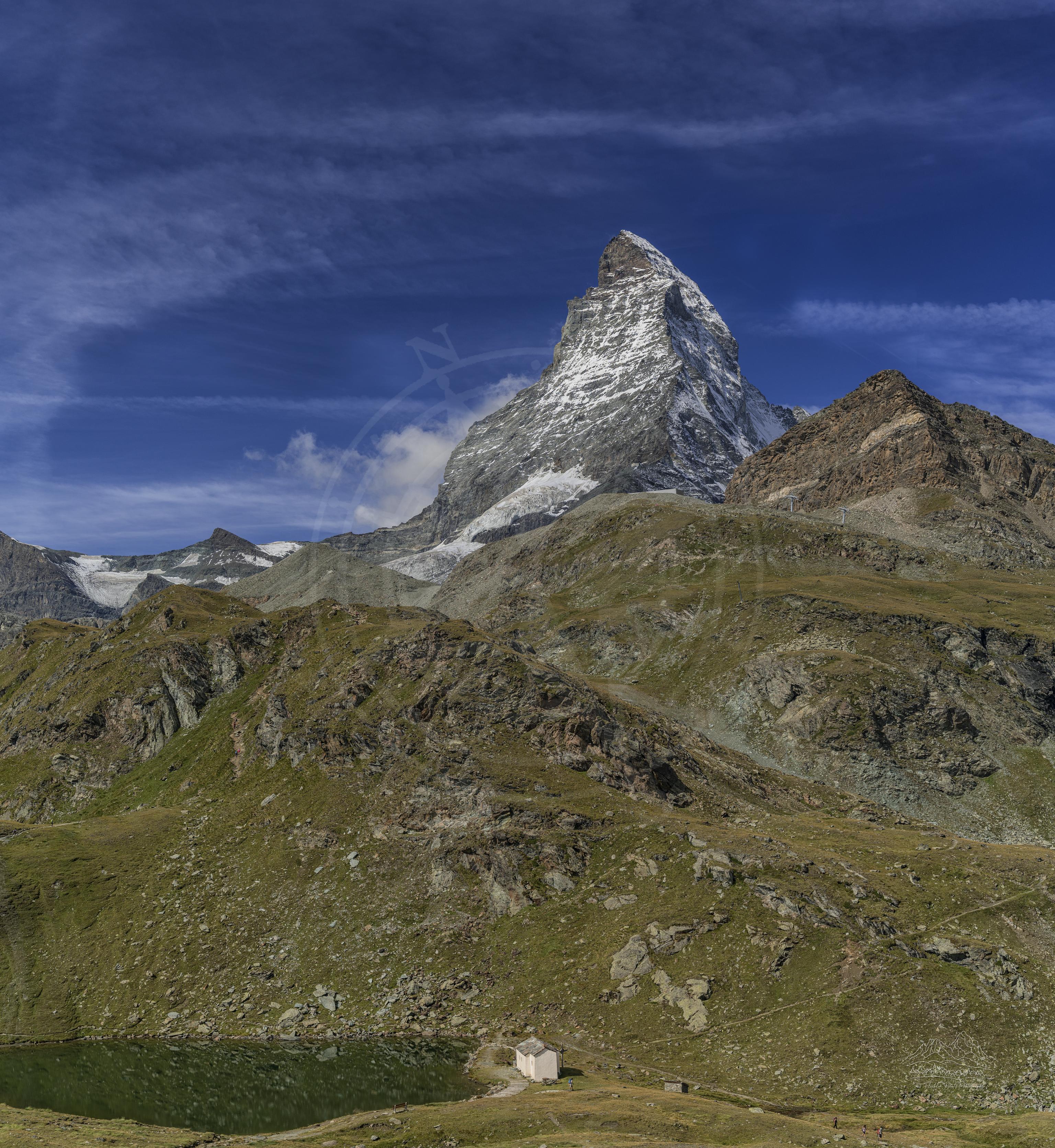 Panoramablick im Sommer am Trockener Steg bei Zermatt mit Matterhorn