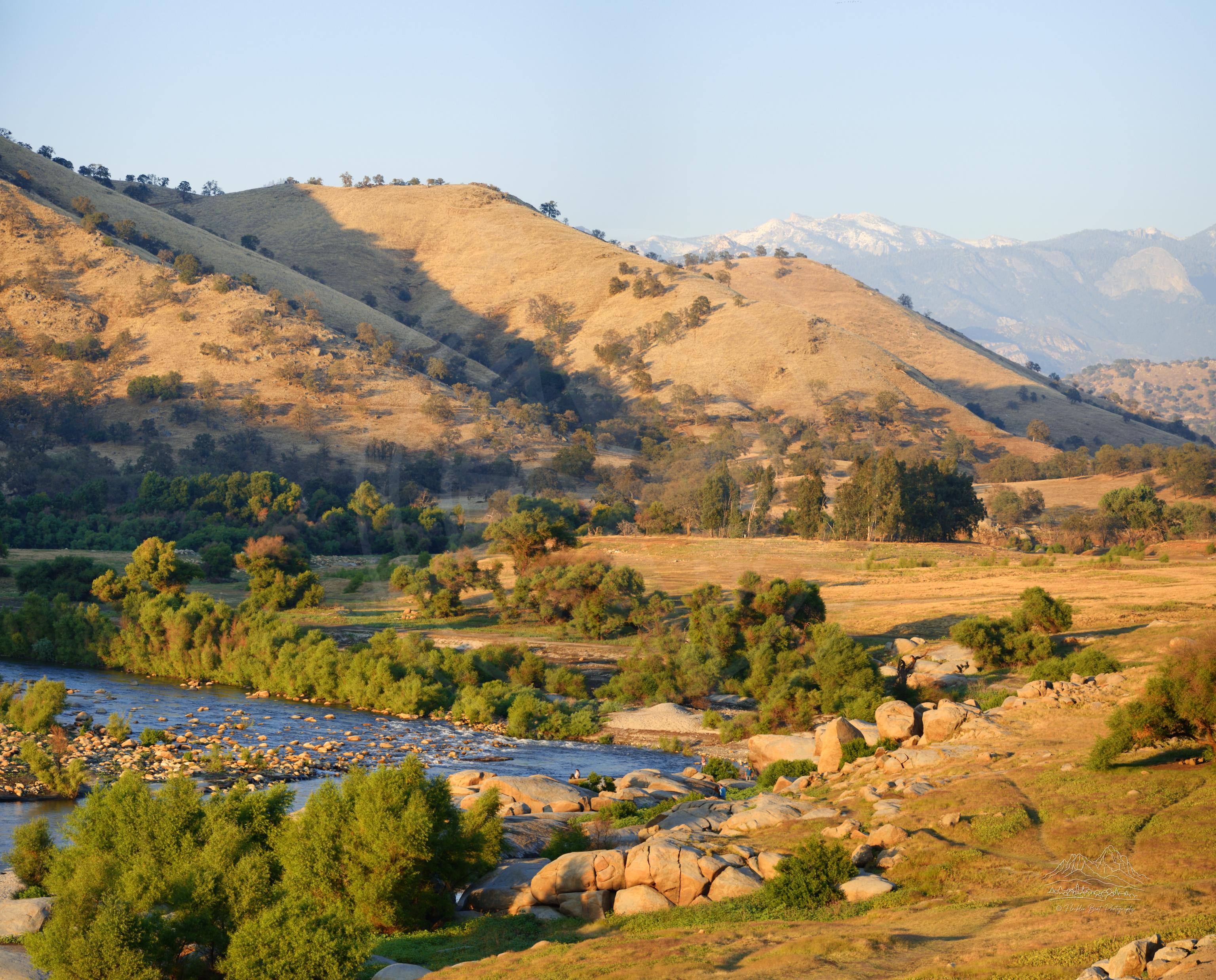 Autumn Panorama of Sierra Nevada Valley near Three Rivers, California