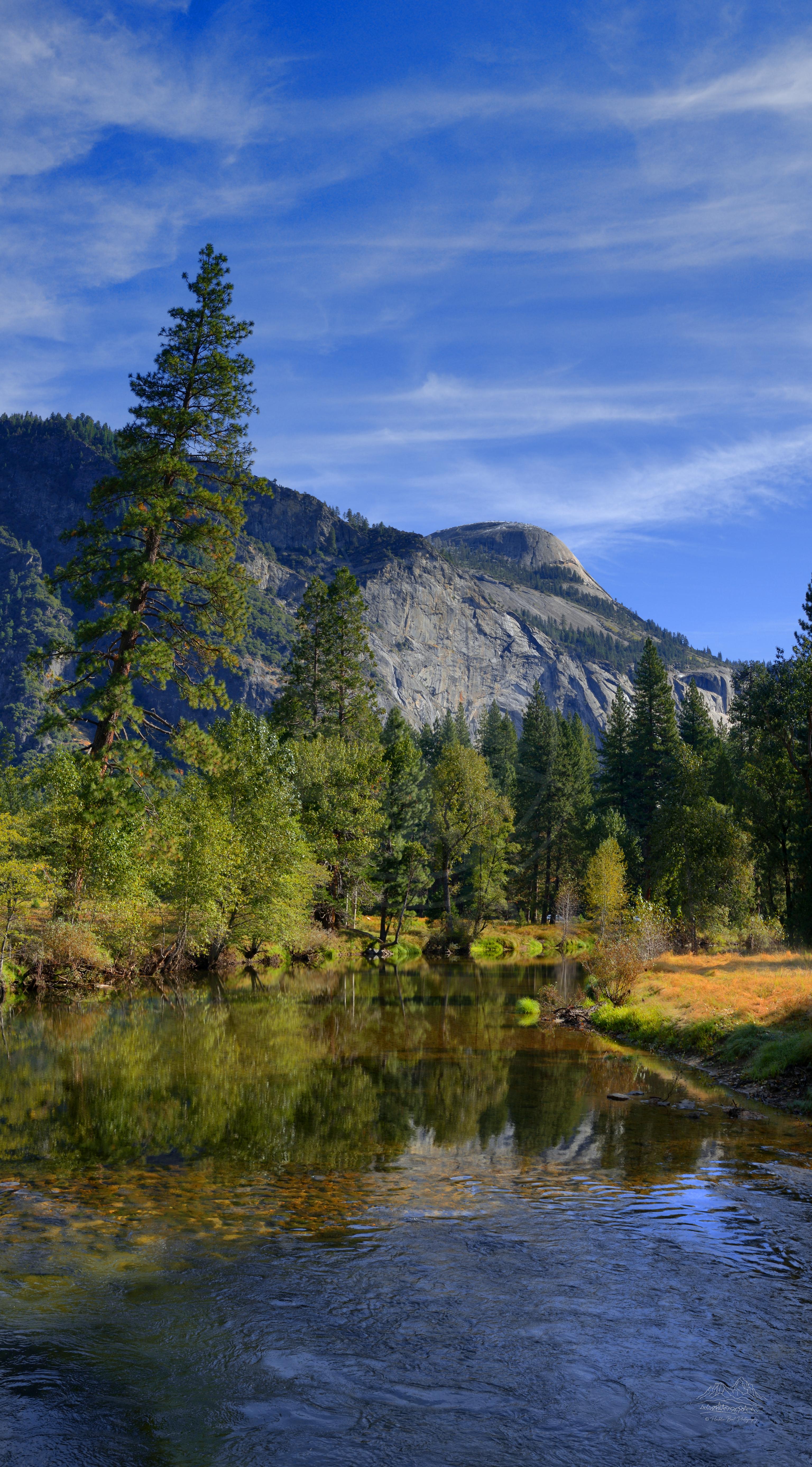 Panoramic Autumn Landscape of Merced River Valley in Yosemite