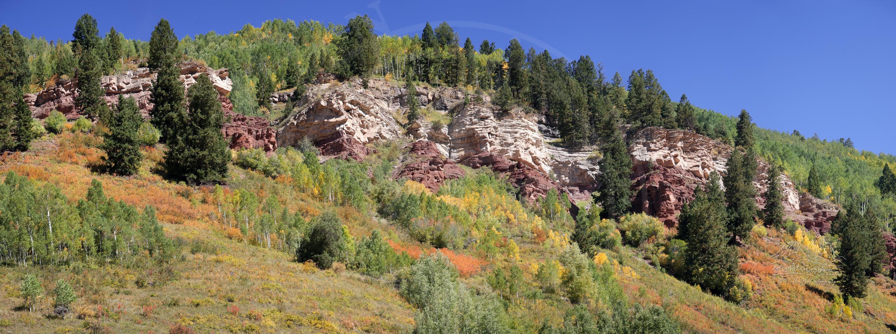 Autumn Panoramic Landscape on River Trail, Telluride, Colorado