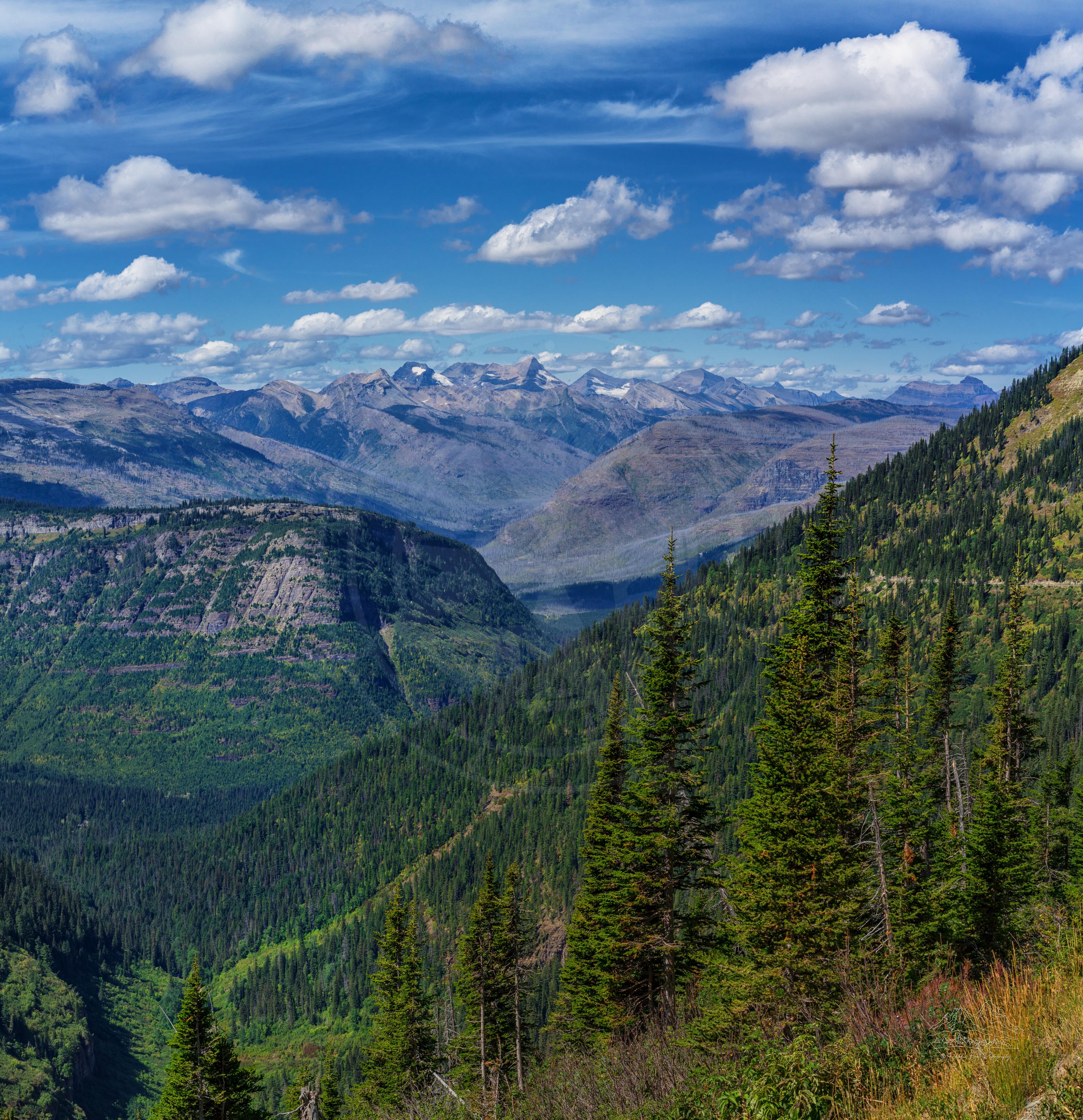 Panorama Autunnale dal Logan Pass sulla Going-to-the-Sun Road, Montana