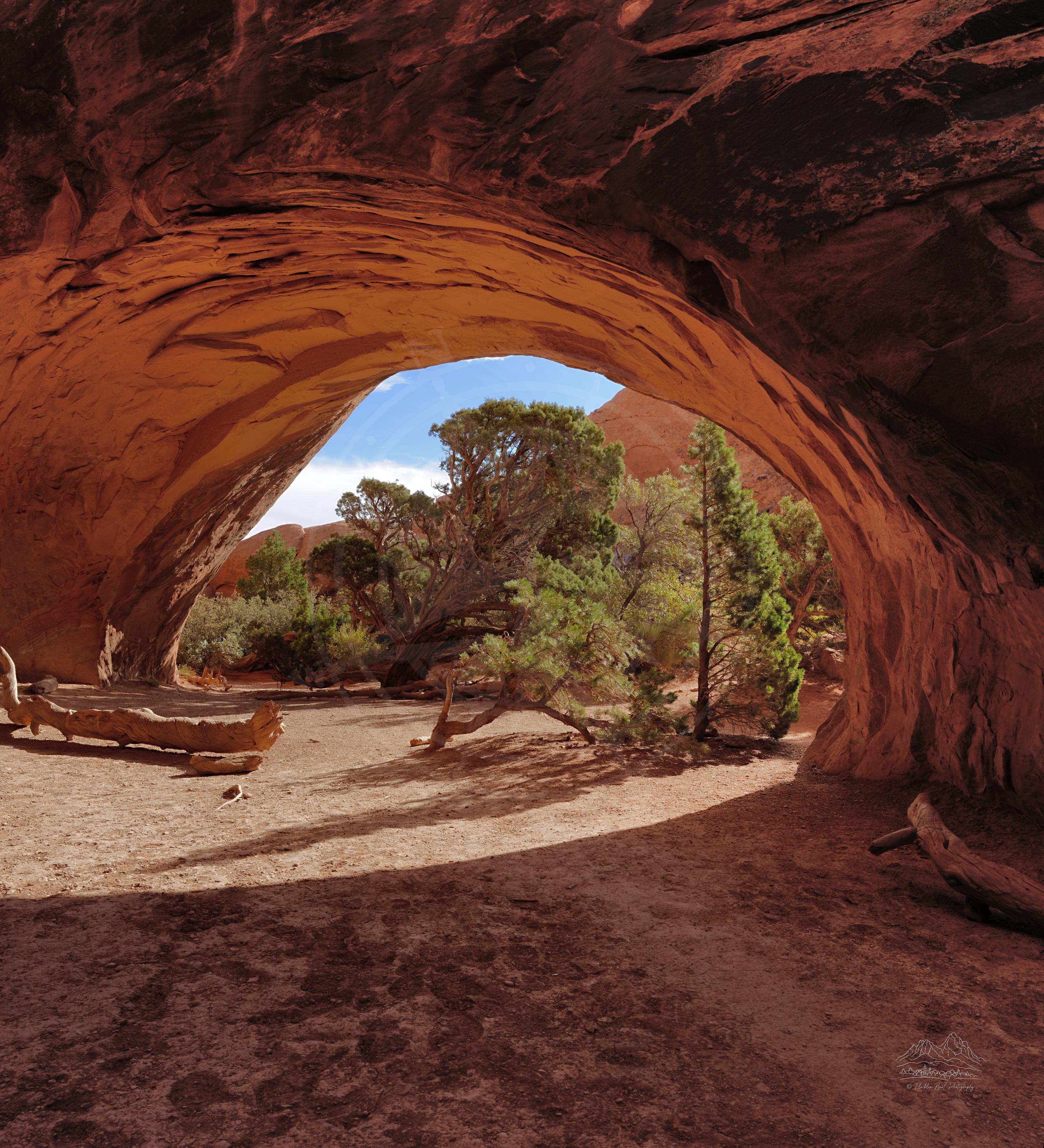 Panorama del Sentiero Navajo Arch in Autunno, Utah