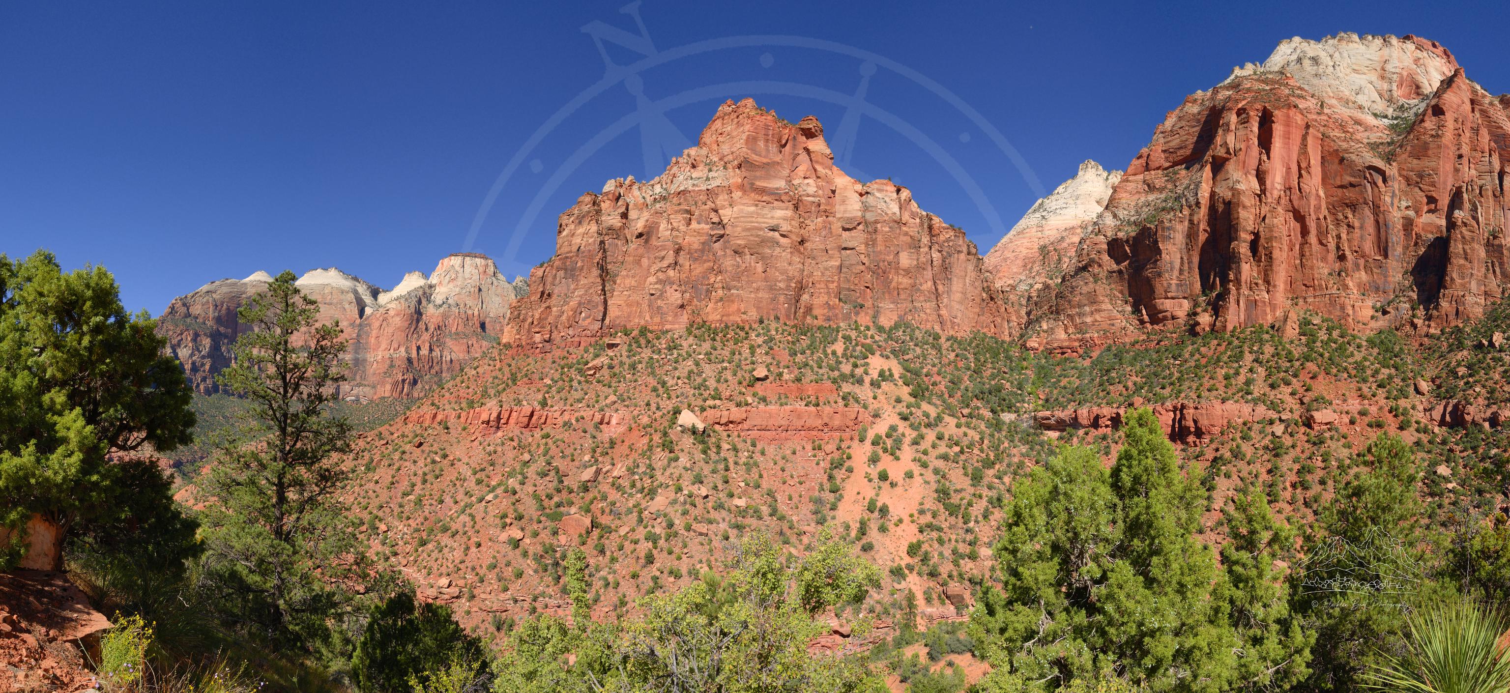 Autumn Scenic Panorama from Zion–Mount Carmel Highway in Utah